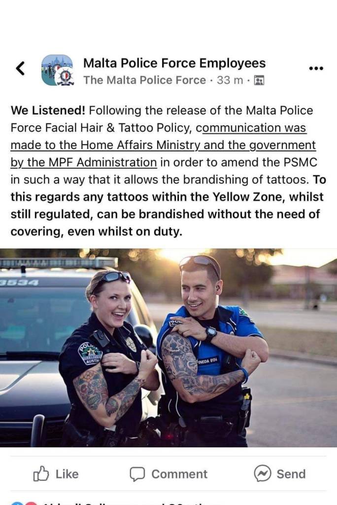 New tattoo policy for Police unveiled