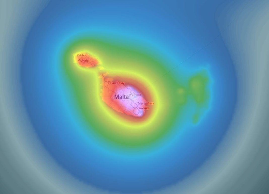 Light pollution impacting Malta s - Malta On The Light Pollution Map 1068x772 
